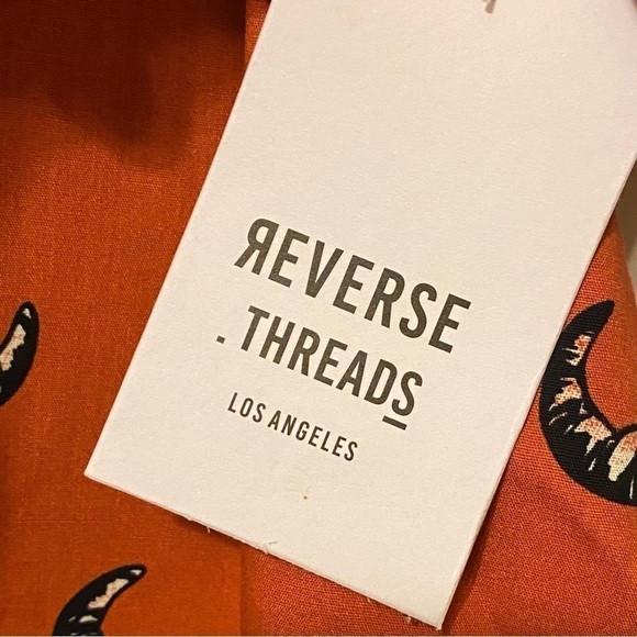 Reverse Threads Mens Short Sleeve Button Down Shirt Size M Longhorn/Copper Print - Picture 6 of 7